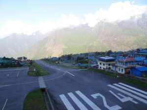 Everest Base Camp: Lukla's airport is literally on the edge of the cliff. Take off seems like dropping off an edge. Landing seems like heading into a wall.