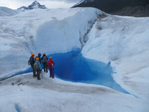 The terrain of Grey Glacier is rife with crevasses, deep blue pools, surging rivers, and serpentine waterpark-like falls. Patagonia