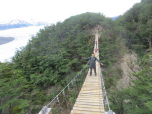 There are two suspension bridges by the glacier