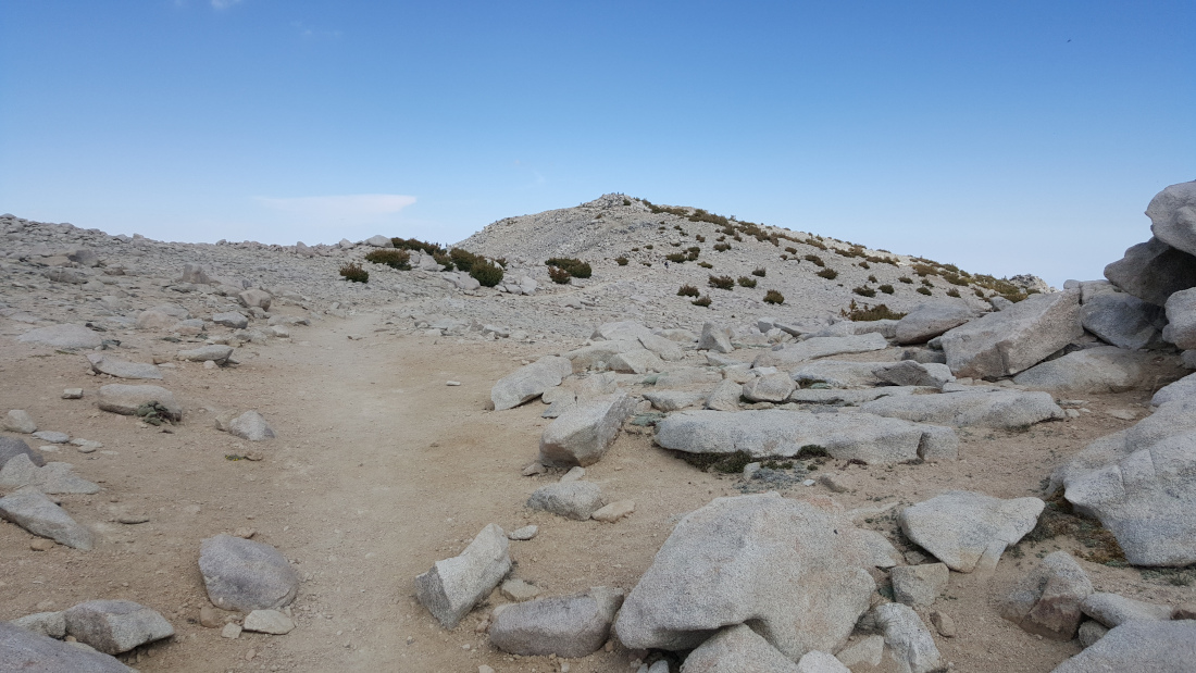 The final path to San Gorgonio Mountain is sandy with some rocks here and there