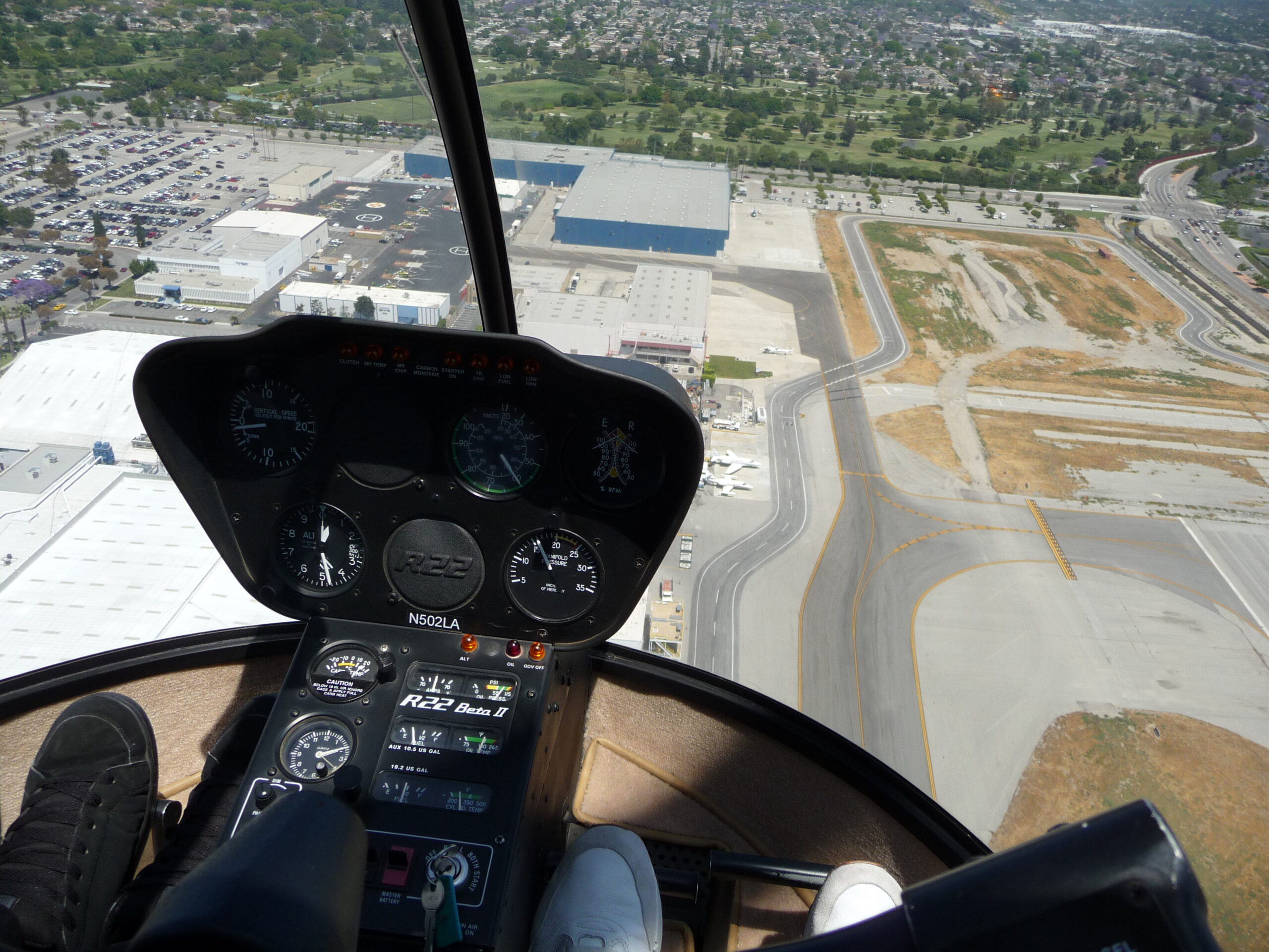 Looking at the helicopter console and the windshield