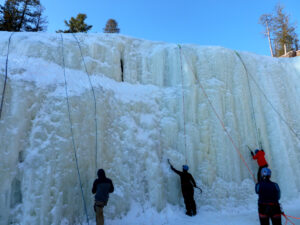 Ice climb Gooseberry Falls: Climbers preparing to start
