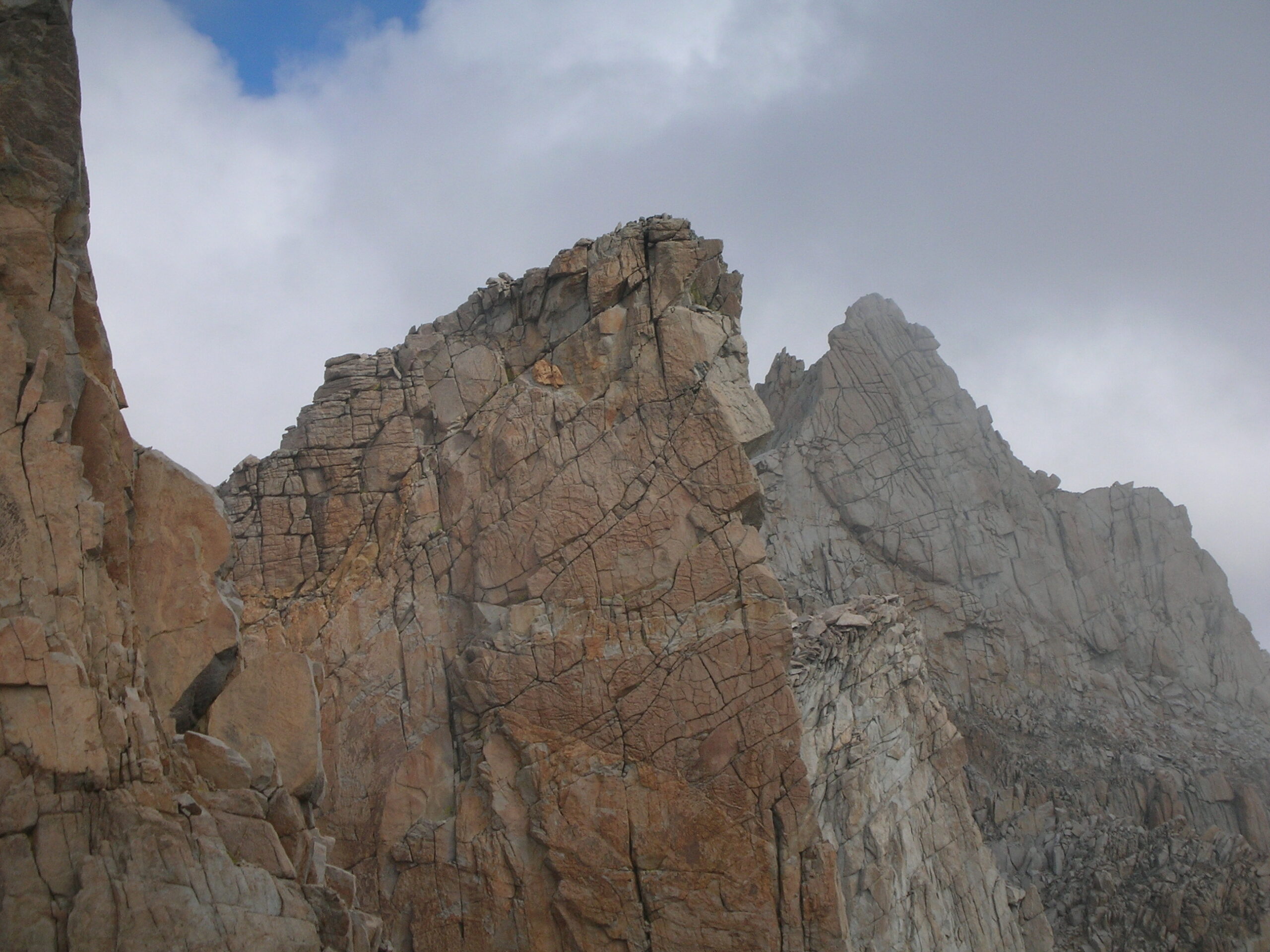 The final ridge to Whitney contains large needles of rock