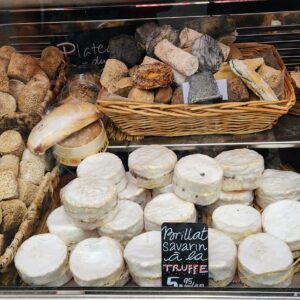 Paris - a display of cheeses