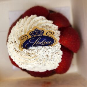 Paris - Stohrers' strawberry pastry topped with whipped cream