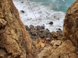 Rock climbing at Point Dume
