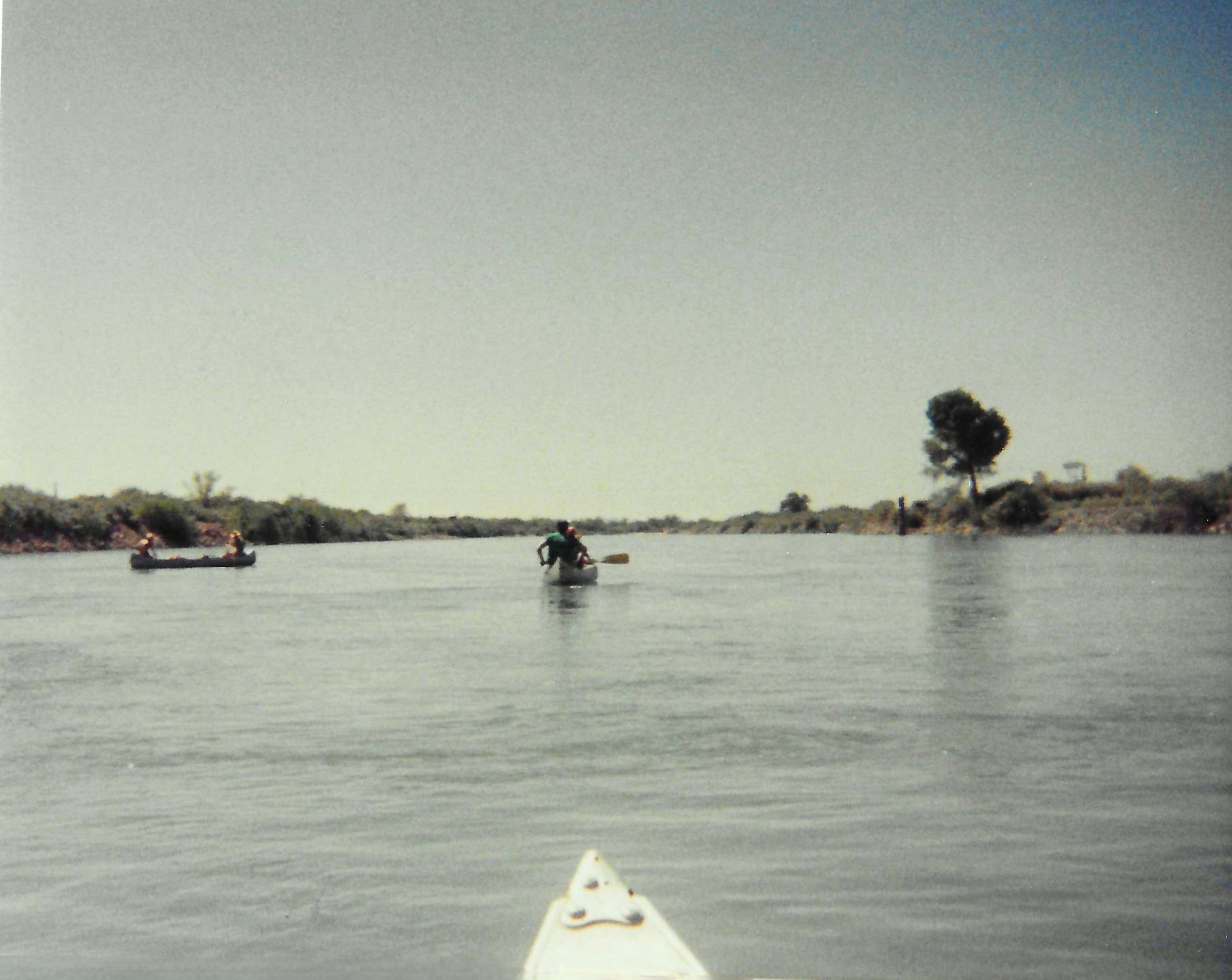 Canoe the Colorado River: front of the canoe, path ahead