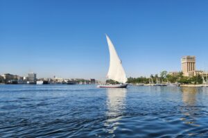 Sailing a felucca on the Nile River