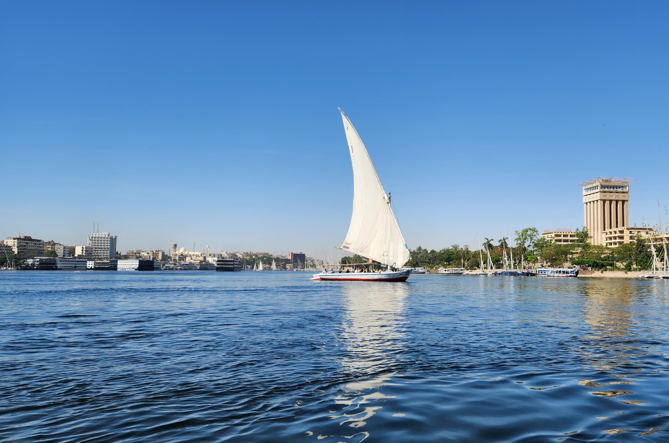 Sailing a felucca on the Nile River
