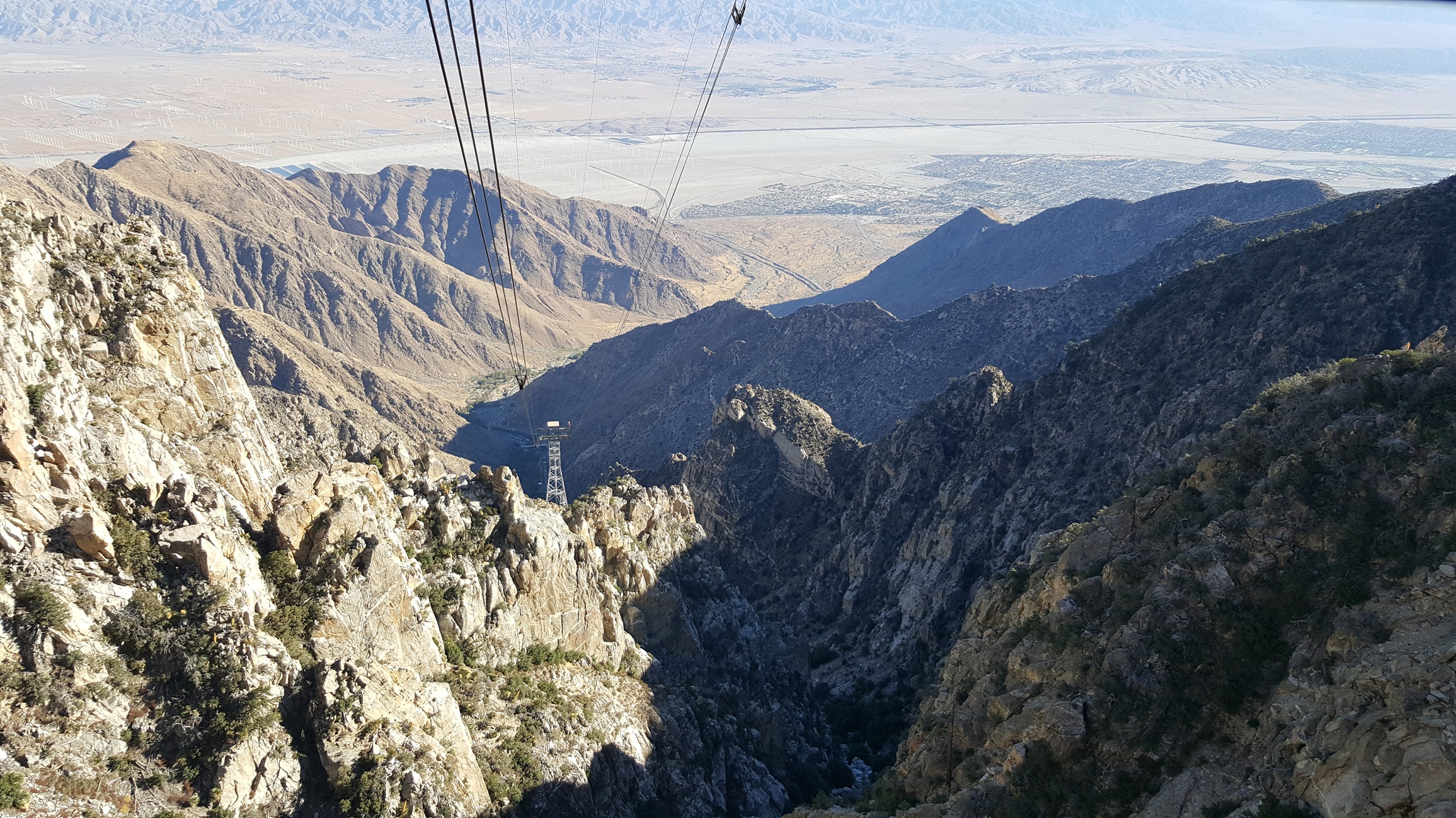 During the tram ride, looking back at Palm Springs below.