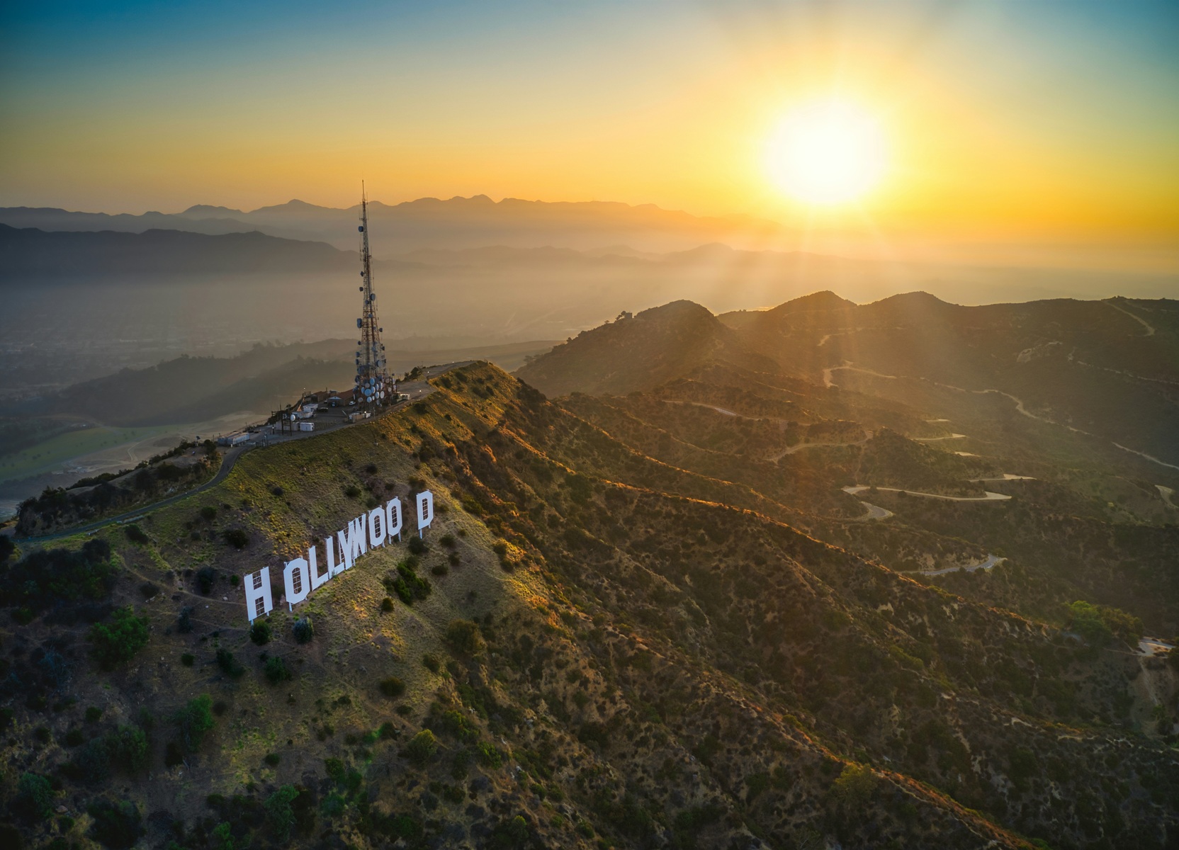 Flying next to the Hollywood Sign