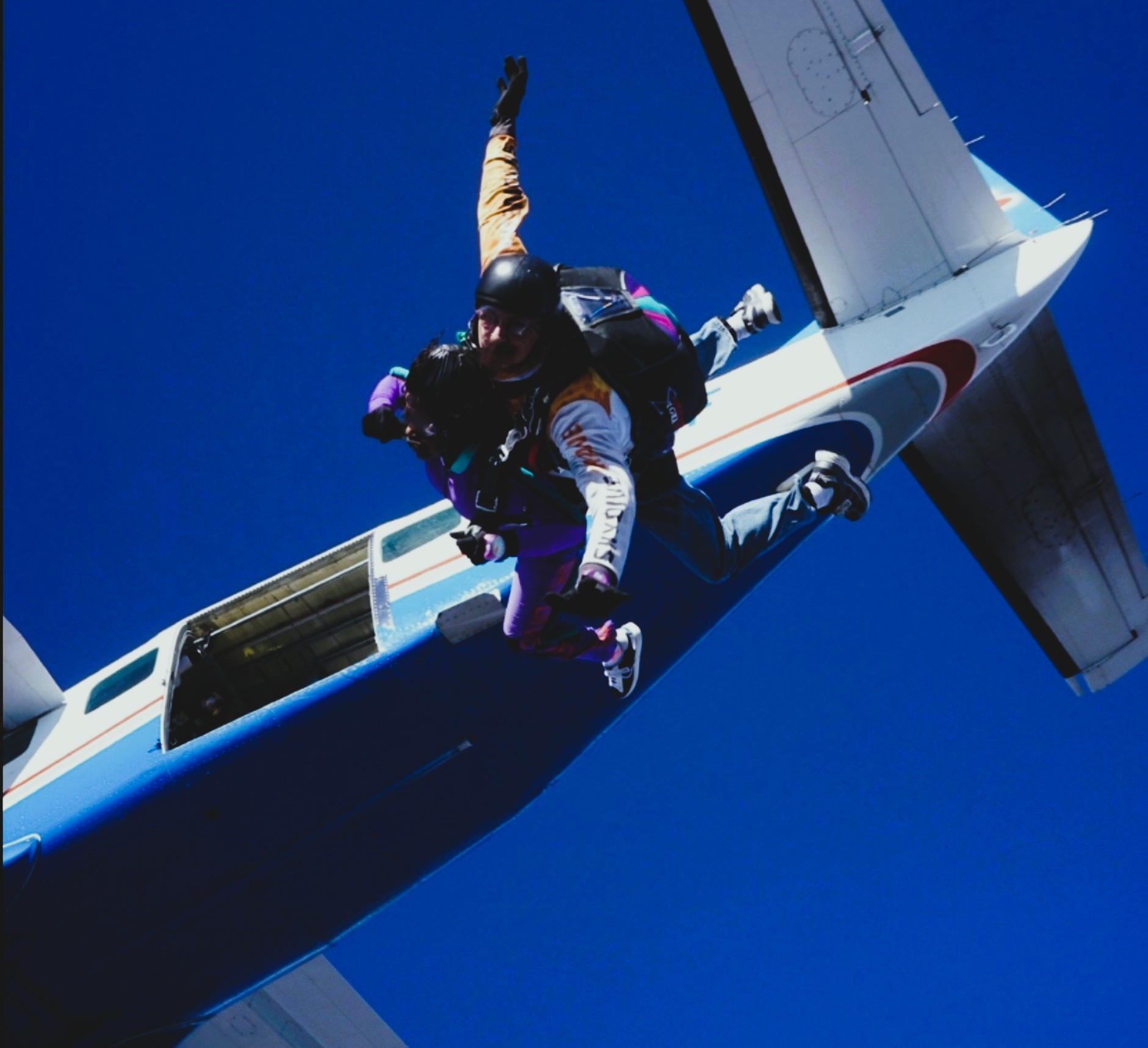 The moment you have jumped out of the plane and let the skydiving begin