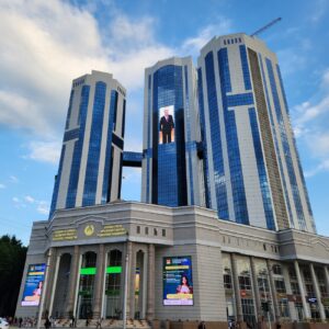 Almaty has tall modern skyscrapers